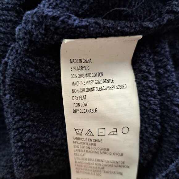 Prana Womens Chenille Cowl Neck Sweater Auberon Navy Blue Long Sleeve Pullover M - Picture 6 of 9